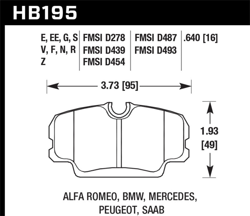 Hawk 84-4/91 BMW 325 (E30) HT-10 HP+ Street Front Brake Pads