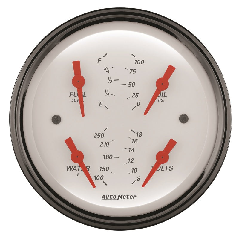 AutoMeter Gauge Quad 3-3/8in. 0 Ohm(e) to 90 Ohm(f)Elec Arctic White