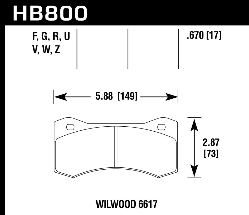 Hawk Wilwood 17mm 6617 Calipers DTC-50 Brake Pads