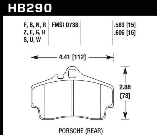 Hawk 97-99 Porsche Boxster 2.5L Base 4 Piston Caliper Rear ER-1 Brake Pads