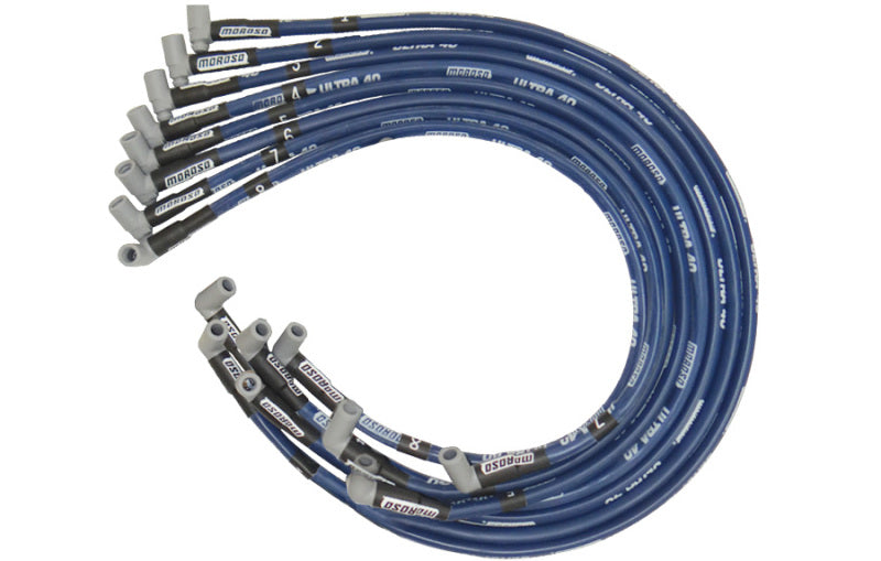 Moroso Chevrolet Big Block Ignition Wire Set - Ultra 40 - Sleeved - HEI - 90 Degree - Blue