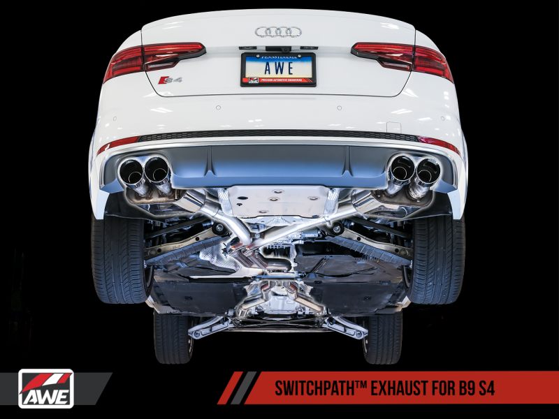 AWE Tuning Audi B9 S4 SwitchPath Exhaust - Non-Resonated (Black 102mm Tips)