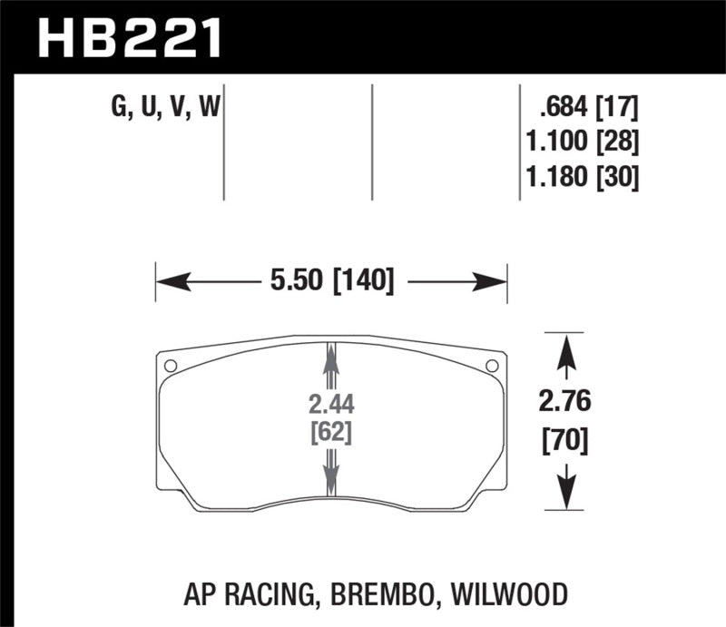 Hawk DTC-60 AP Racing/Wilwood Race Brake Pads