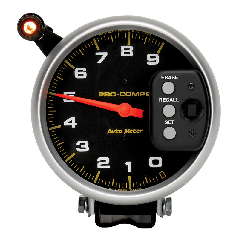 AutoMeter Gauge Tach 5in. 9K RPM Pedestal W/ Quick Lite & Peak Memory Pro-Comp