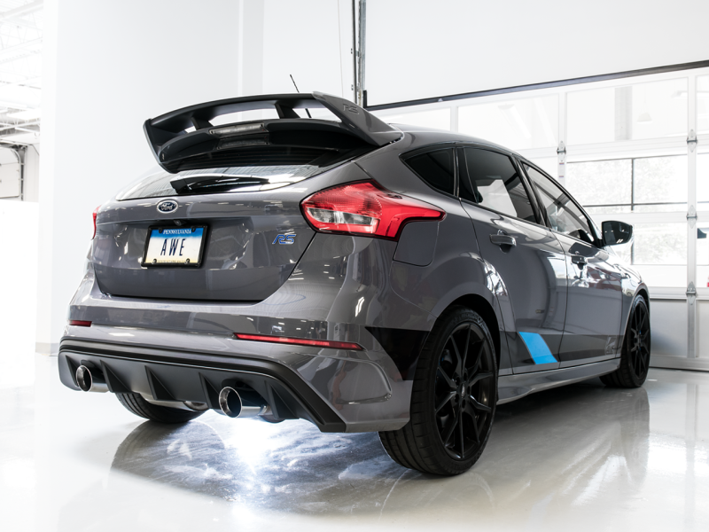 AWE Tuning Ford Focus RS Touring Edition Cat-back Exhaust- Resonated - Chrome Silver Tips