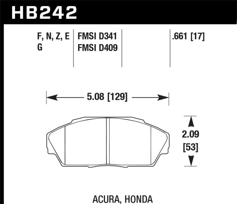 Hawk 90-93 Acura Integra 1.8L GS/LS/RS / 92-93 Integra GSR / 88-91 Prelude 2.0L / 91-93 Del Sol Perf