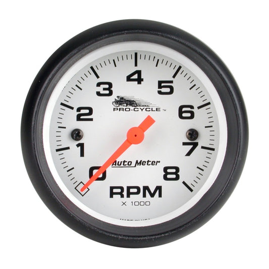 Autometer Pro-Cycle Gauge Tach 2 5/8in 8K Rpm 2&4 Cylinder White