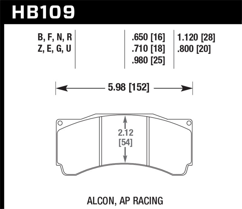 Hawk Alcon TA-6 / AP Racing CP5060-2/3/4/5ST / AP Racing CP5555 / Rotora FC6 HP+ Street Brake Pads