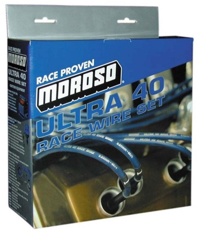 Moroso Ford 351W Ignition Wire Set - Ultra 40 - Sleeved - HEI - 135 Degree - Blue