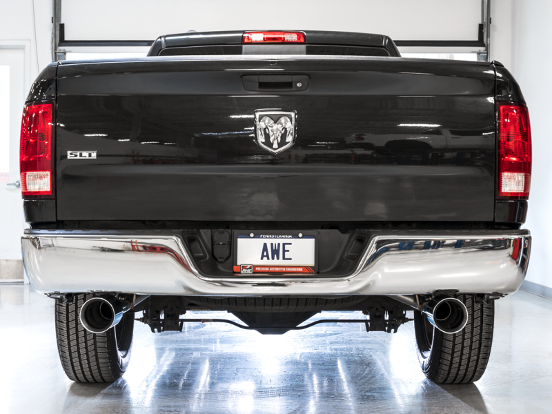 AWE Tuning 09-18 RAM 1500 5.7L (w/o Cutout) 0FG Dual Rear Exit Cat-Back Exhaust - Chrome Silver Tips