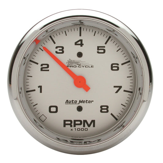 Autometer Pro-Cycle Gauge Tach 3 3/4in 8K Rpm 2&4 Cylinder Silver