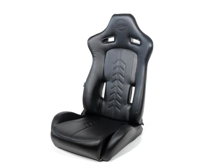 NRG Reclinable Sport Seats (Pair) The Arrow Black Vinyl w/ Pressed NRG logo w/ Black Stitch