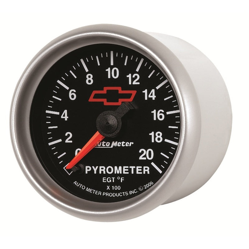 AutoMeter Gauge Pyrometer (Egt) 2-1/16in. 2000 Deg. F Stepper Motor Chevy Red Bowtie Black