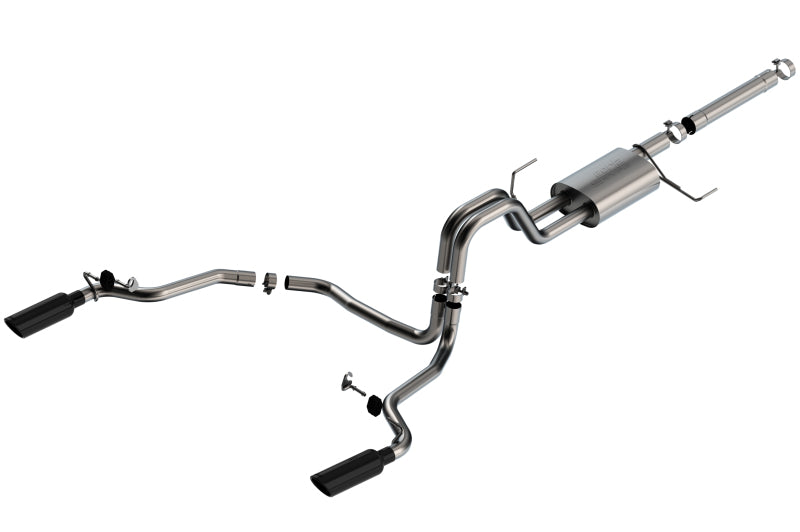 Borla 21-22 F-150 Powerboost 3.5L V6 2WD & 4WD 4DR 3in, 2.25in S-TYPE Catback w/ Black Chrome Tips