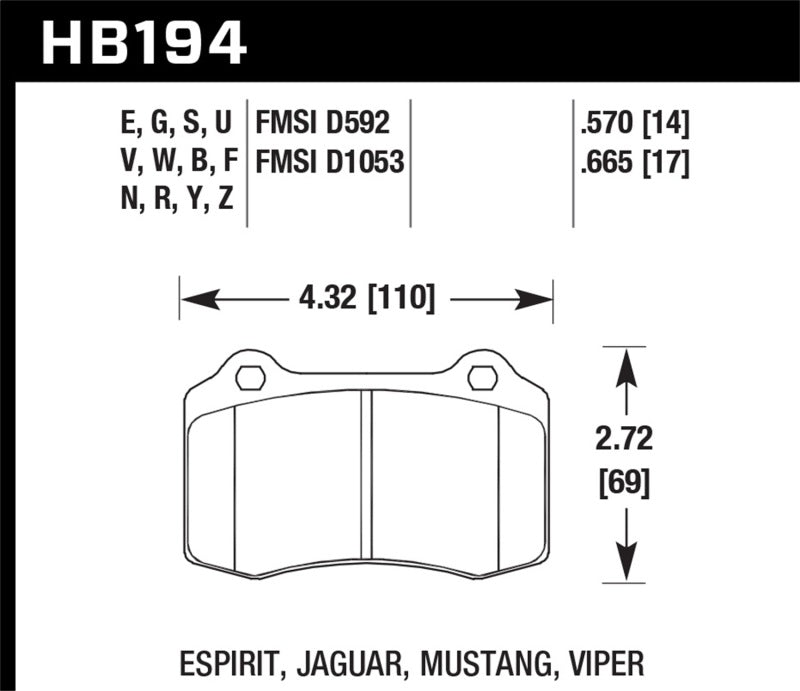 Hawk 2010 Camaro SS HT-14 Race Rear Brake Pads