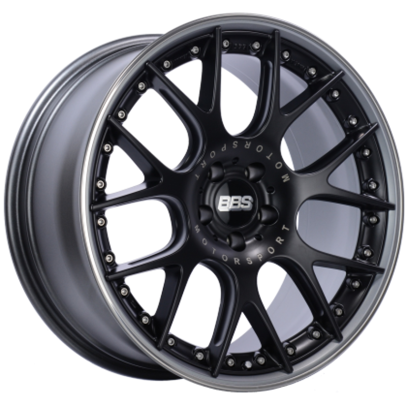 BBS CH-RII 22x9.5 5x120 ET33 Satin Black Center Platinum Lip SS Rim Prot Wheel -82mm PFS Req