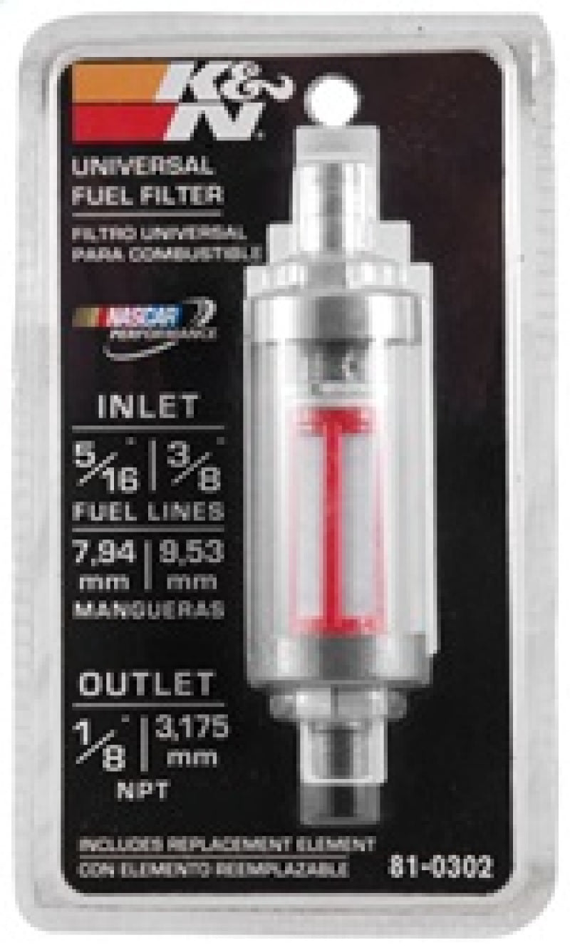 K&N 5/16in or 3/8in Inlet 1/8in NPT Outlet Clearview Fuel Filter