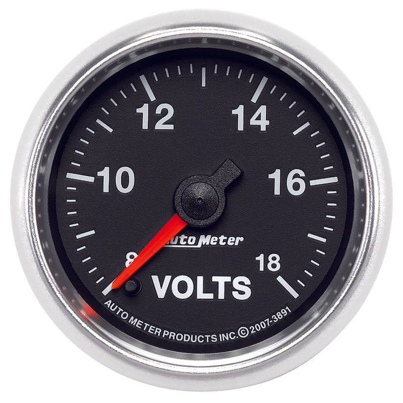 Autometer GS Series 2-1/16in Voltmeter 18V Electrical Gauge Full Sweep