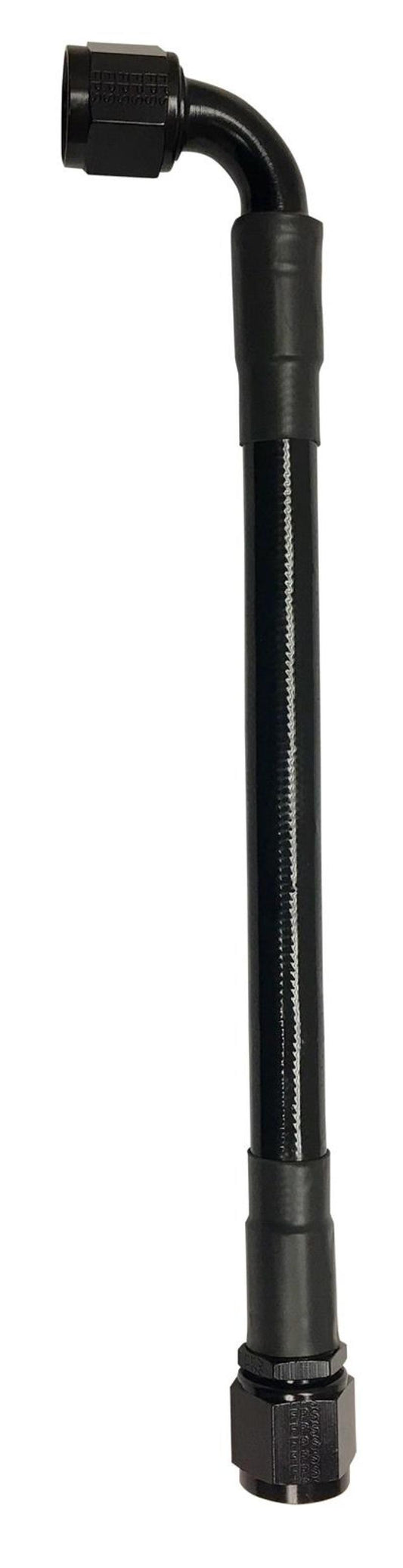 Fragola -6AN Ext Black PTFE Hose Assembly Straight x 90 Degree 10in