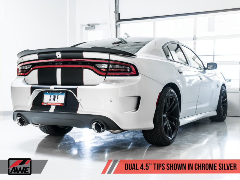 AWE Tuning 2017+ Dodge Charger 5.7L Touring Edition Exhaust - Non-Resonated - Chrome Silver Tips