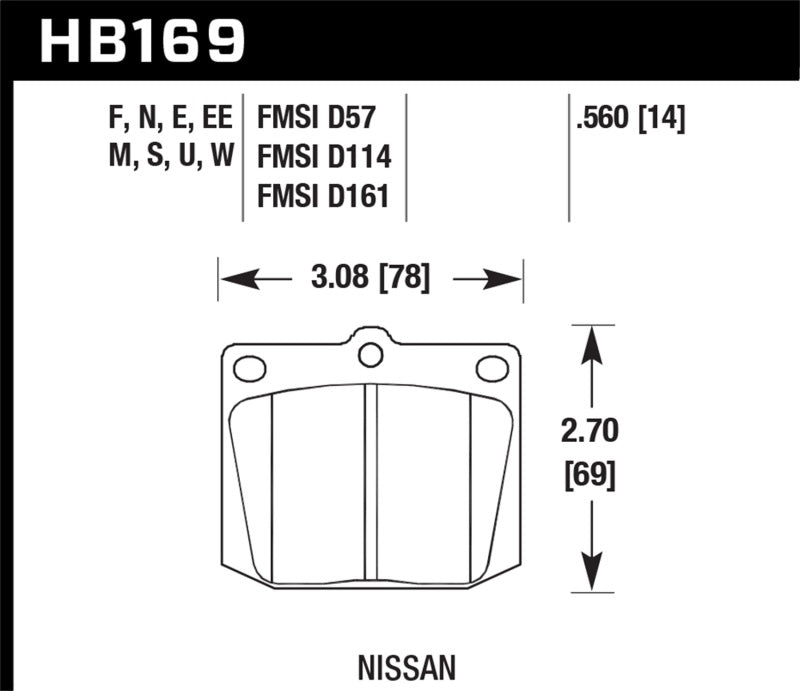 Hawk Nissan 810/240Z/260Z/280Z/620 / Toyota Corona/Cressida/Crown/PU DTC-70 Front Race Brake Pads