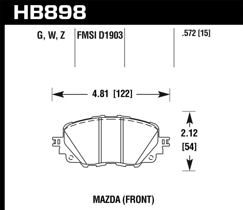 Hawk 17-19 Fiat 124 Spider DTC-30 Front Brake Pads