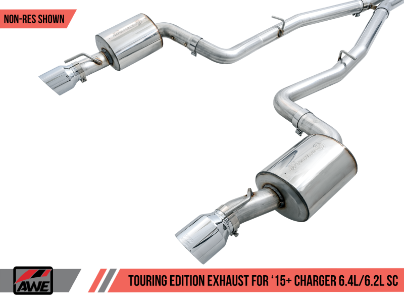 AWE Tuning 2015+ Dodge Charger 6.4L/6.2L SC Non-Resonated Touring Edition Exhaust - Silver Tips