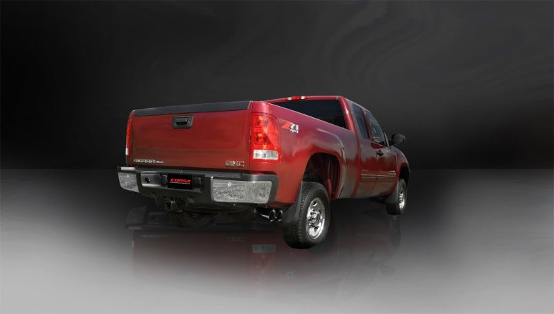 Corsa 11-13 GMC Sierra 6.0L V8 3in Cat-Back Single Side w Twin 4in Black Pro-Series Tips