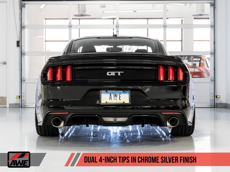 AWE Tuning S550 Mustang GT Cat-back Exhaust - Touring Edition (Chrome Silver Tips)